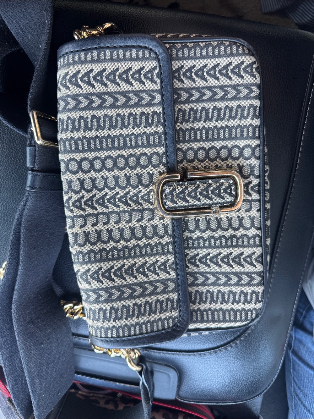 Marc Jacobs Woven Pattern Crossbody Bag in Black and Cream